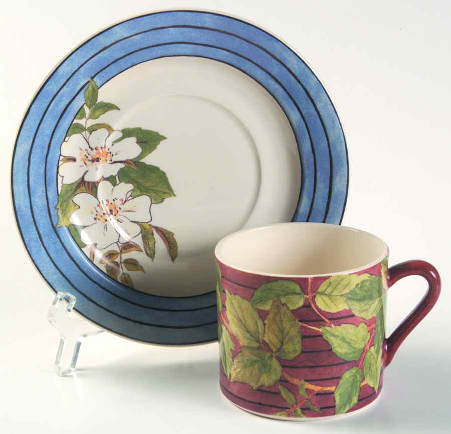 Evasion Flat Cup & Saucer Set by Faiencerie De Gien-1