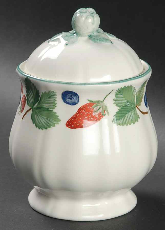 Farandole Sugar Bowl & Lid by Faiencerie De Gien-1