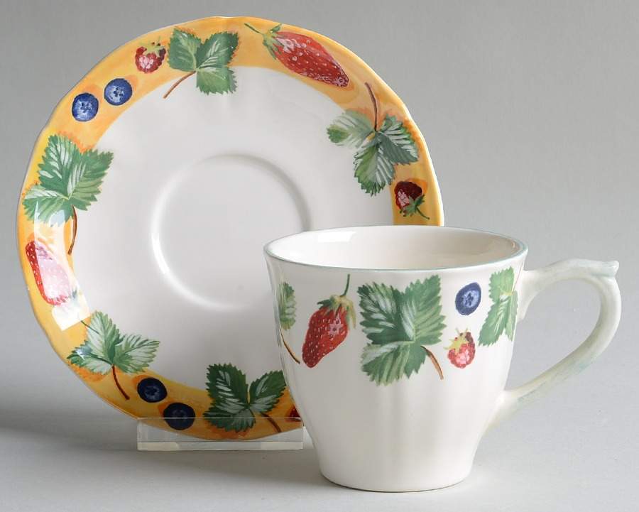 Farandole Flat Cup & Saucer Set by Faiencerie De Gien-1