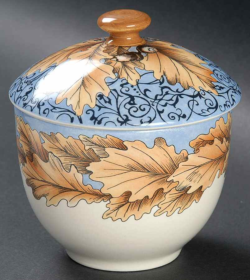 Feuilles De Chene Sugar Bowl & Lid by Faiencerie De Gien-1