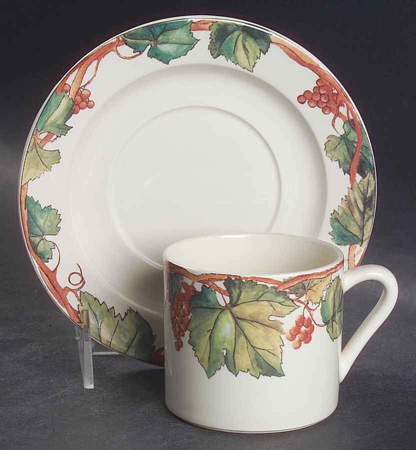 Feuillage Flat Cup & Saucer Set by Faiencerie De Gien-1