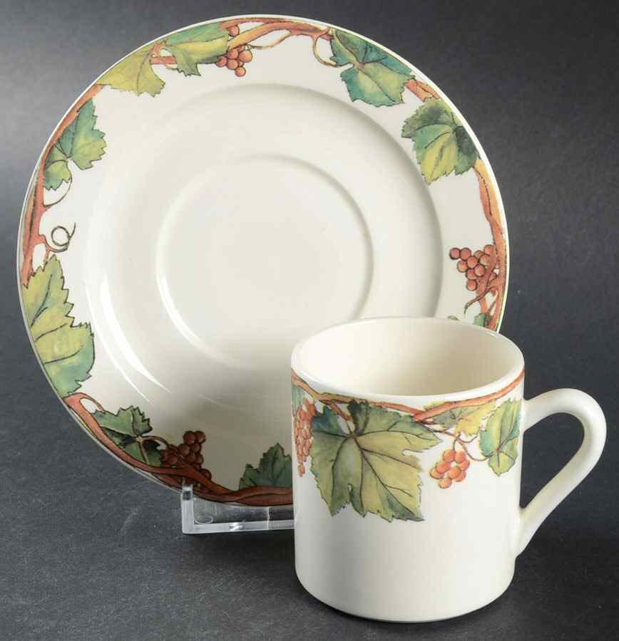 Feuillage Flat Demitasse Cup & Saucer Set by Faiencerie De Gien-1
