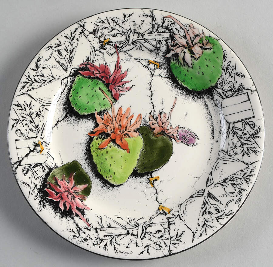 Fraises En Folie Salad Plate by Faiencerie De Gien-1