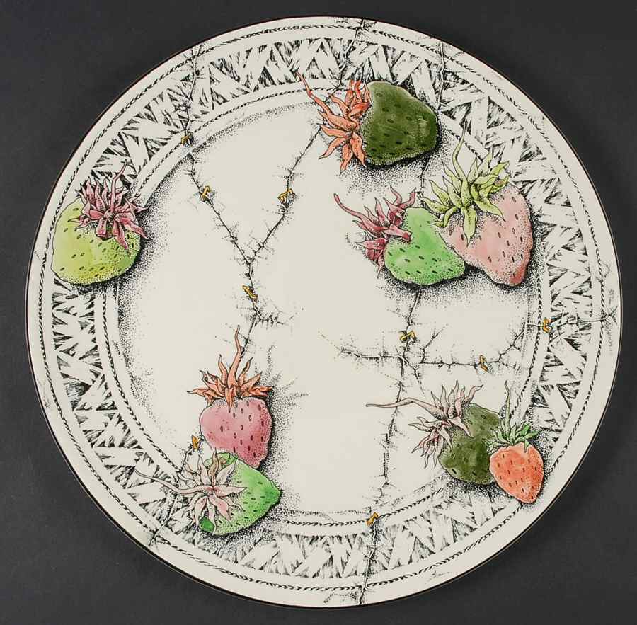 Fraises En Folie Cake Plate by Faiencerie De Gien-1