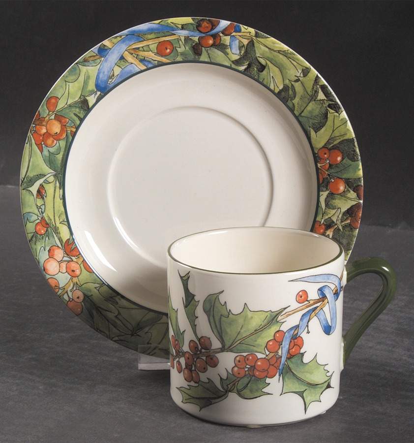 Le Houx Flat Cup & Saucer Set by Faiencerie De Gien-1