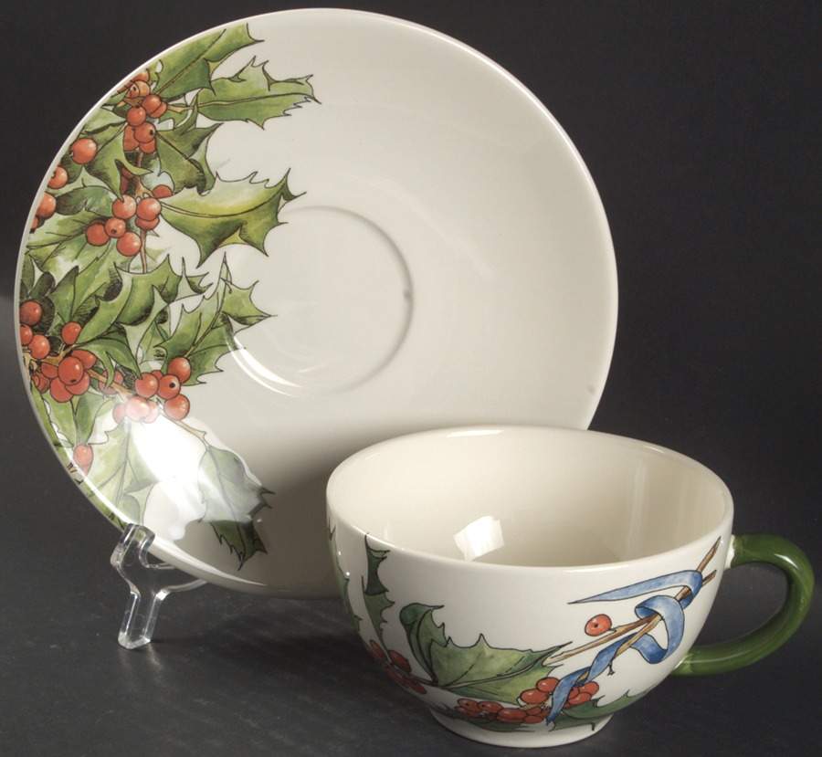 Le Houx Breakfast Cup & Saucer Set by Faiencerie De Gien-1