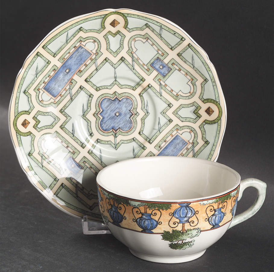 Les Jardins D'Eau Flat Cup & Saucer Set by Faiencerie De Gien-1