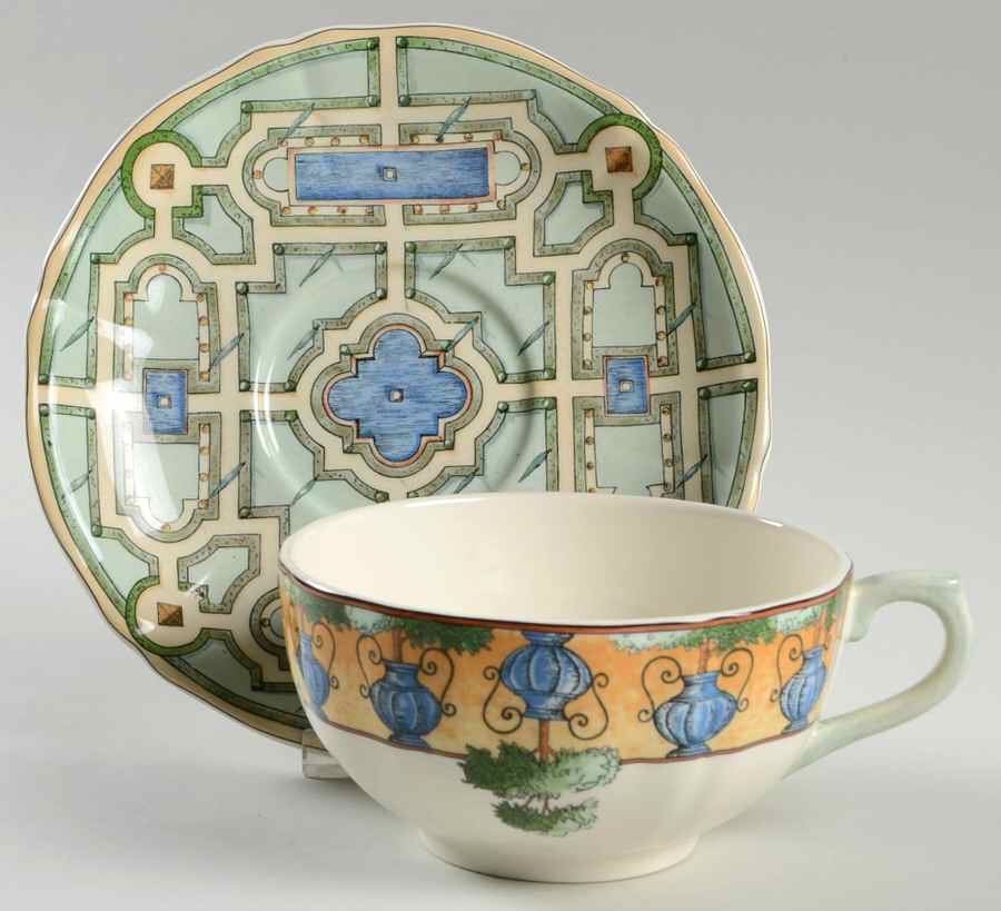 Les Jardins D'Eau Breakfast Cup & Saucer Set by Faiencerie De Gien-1