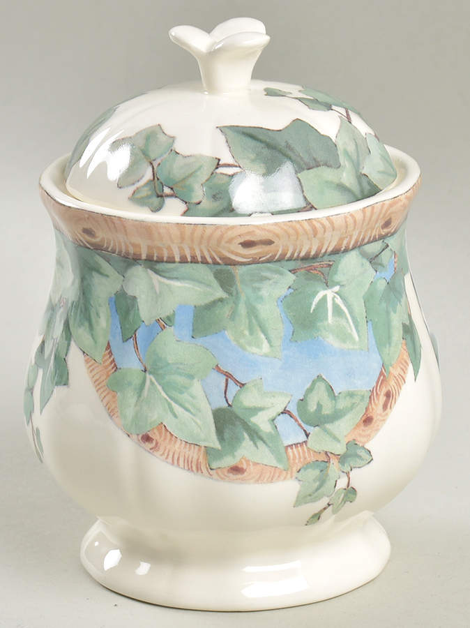 Le Lierre Sugar Bowl & Lid by Faiencerie De Gien-1