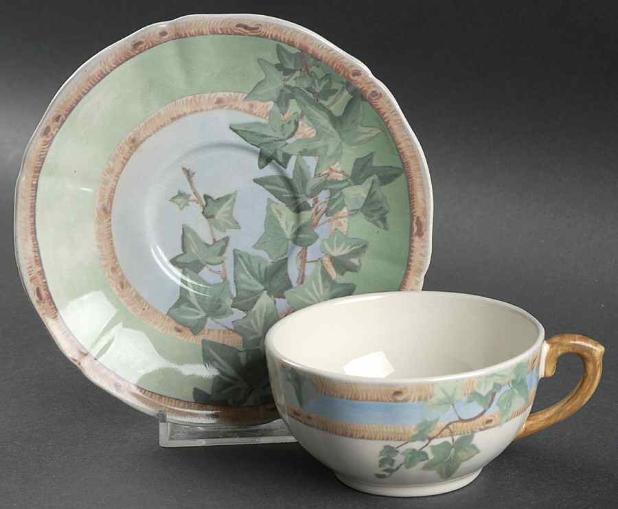 Le Lierre Flat Cup & Saucer Set by Faiencerie De Gien-1