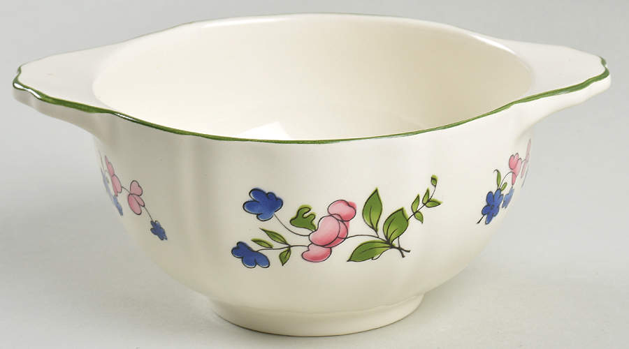 Lorraine Rose Green Lugged Soup Bowl by Faiencerie De Gien-1