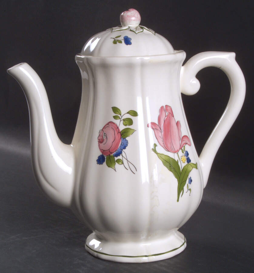 Lorraine Rose Green Coffee Pot & Lid by Faiencerie De Gien-1