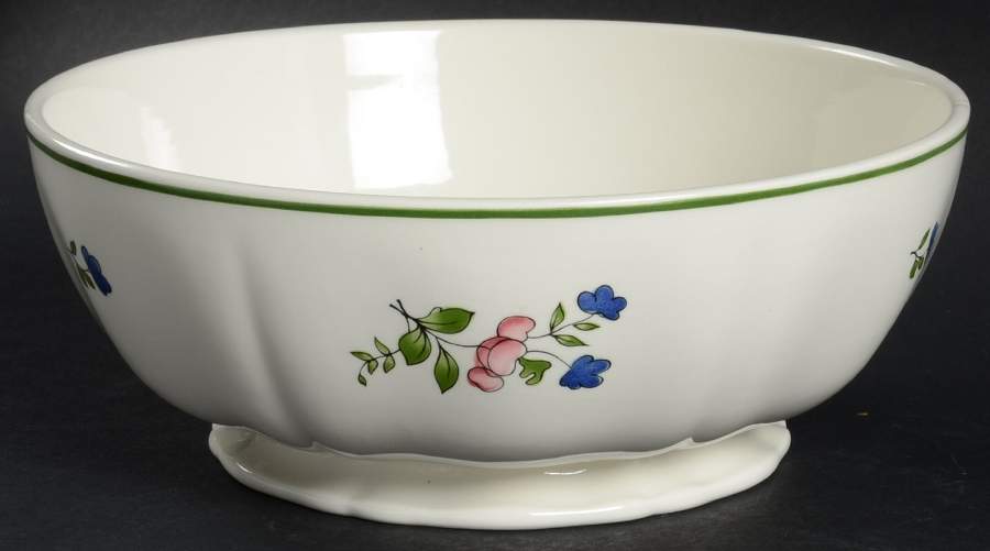 Lorraine Rose Green 8" Round Vegetable Bowl by Faiencerie De Gien-1