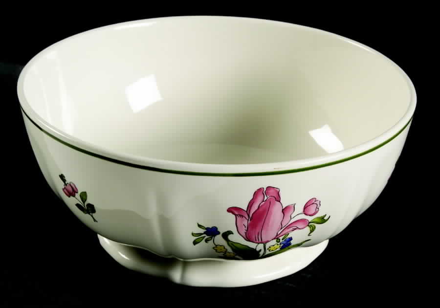 Lorraine Rose Green 9" Round Vegetable Bowl by Faiencerie De Gien-1