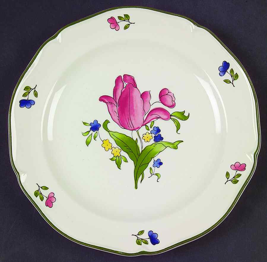 Lorraine Rose Green Salad Plate by Faiencerie De Gien-1