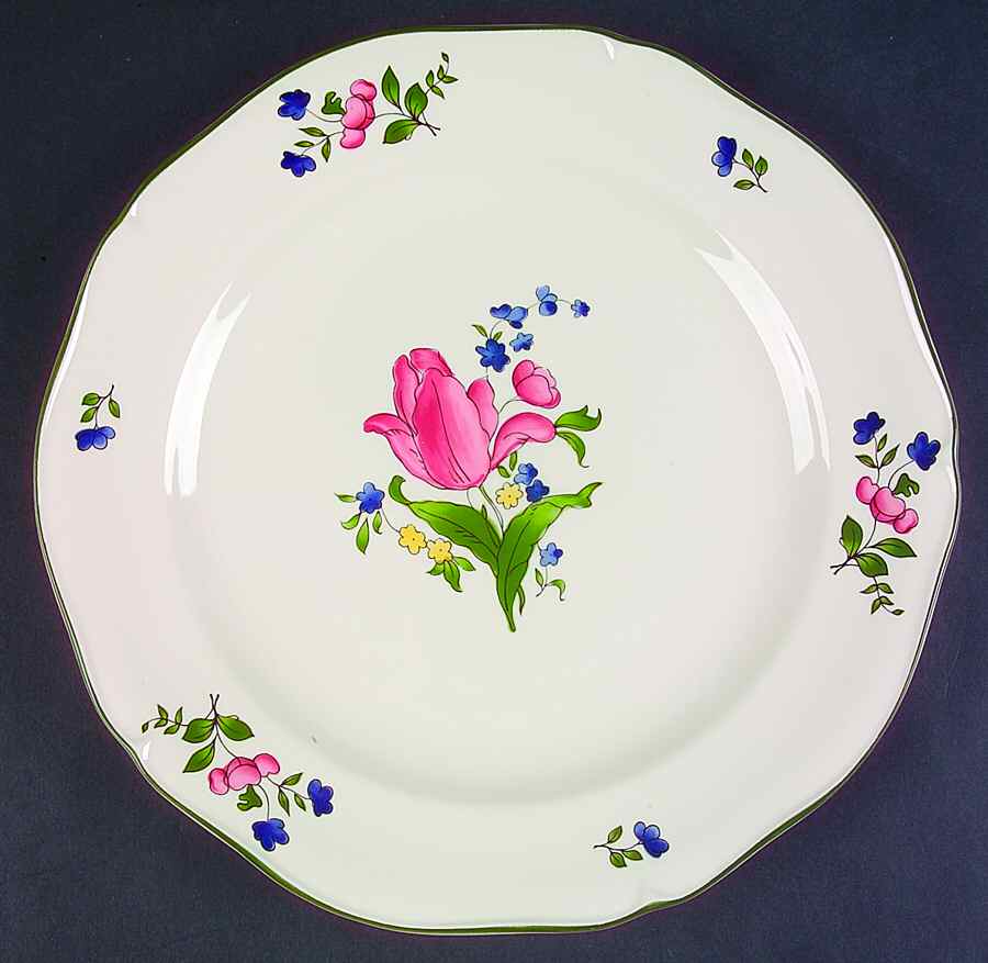 Lorraine Rose Green Dinner Plate by Faiencerie De Gien-1