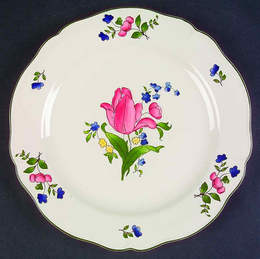 Lorraine Rose Green Dessert/Pie Plate by Faiencerie De Gien-1