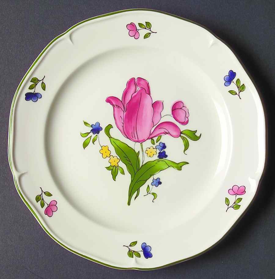 Lorraine Rose Green Bread & Butter Plate by Faiencerie De Gien-1