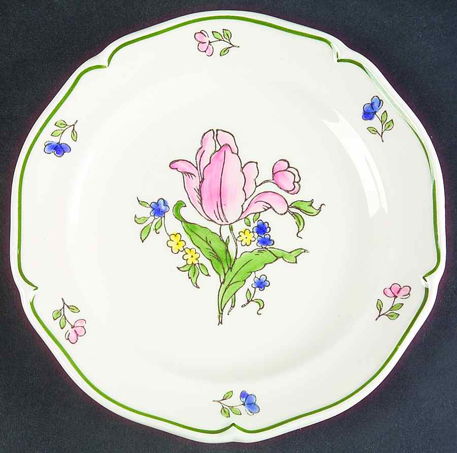 Lorraine Rose Green Salad Plate by Faiencerie De Gien-1