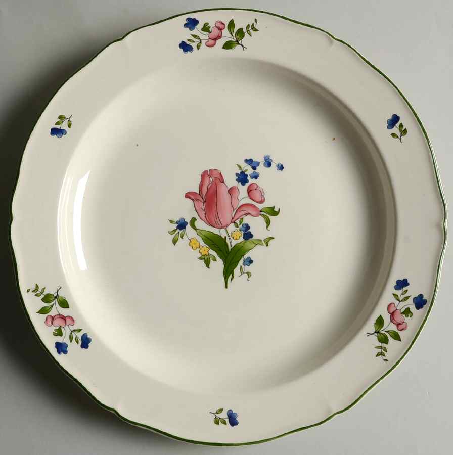 Lorraine Rose Green 12" Chop Plate (Round Platter) by Faiencerie De Gien-1