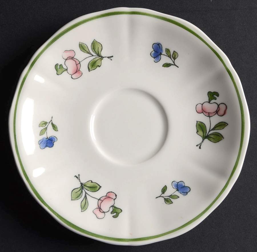 Lorraine Rose Green Saucer for Demitasse Cup by Faiencerie De Gien-1