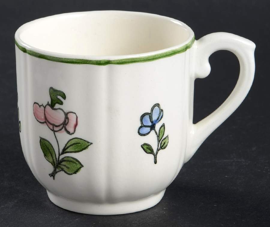 Lorraine Rose Green Flat Demitasse Cup by Faiencerie De Gien-1