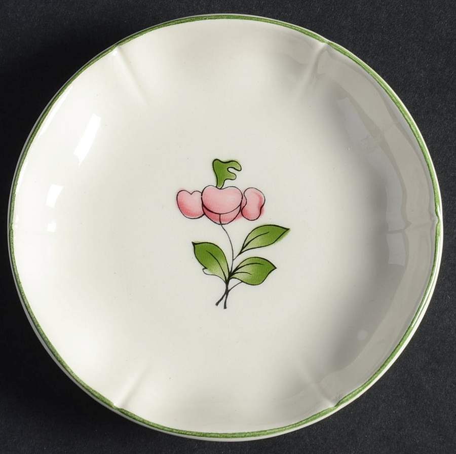 Lorraine Rose Green Butter Pat by Faiencerie De Gien-1