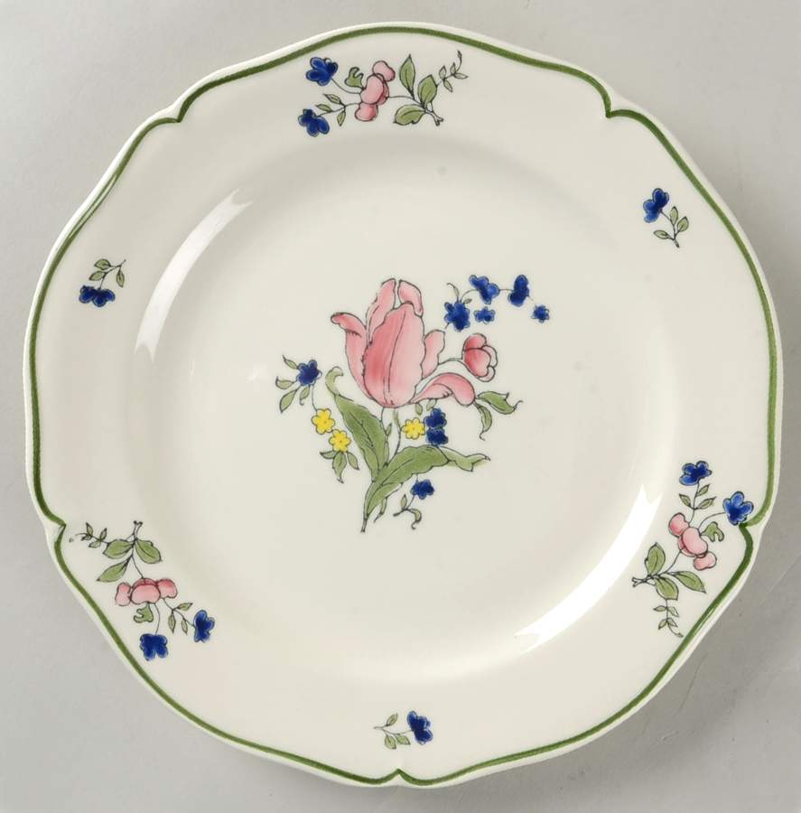 Lorraine Rose Green Luncheon Plate by Faiencerie De Gien-1