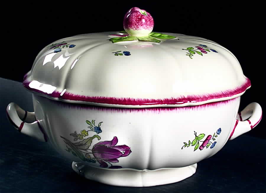 Lorraine Rose Red Tureen &  Lid by Faiencerie De Gien-1