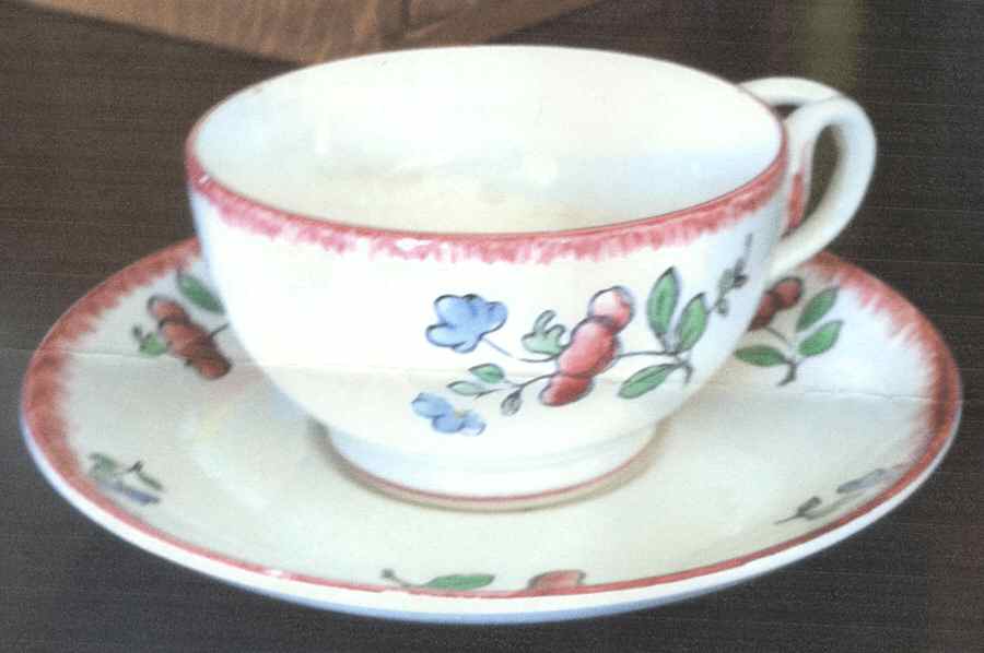 Lorraine Rose Red Footed Cup & Saucer Set by Faiencerie De Gien-1