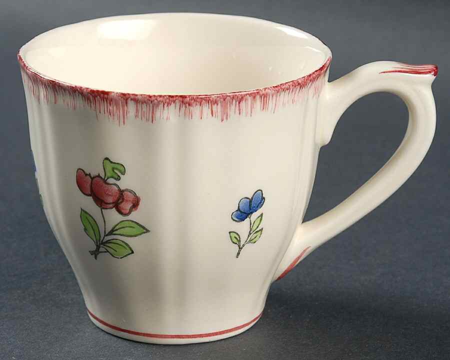 Lorraine Rose Red Flat Cup by Faiencerie De Gien-1