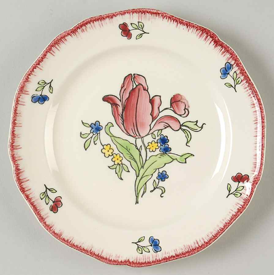 Lorraine Rose Red Bread & Butter Plate by Faiencerie De Gien-1