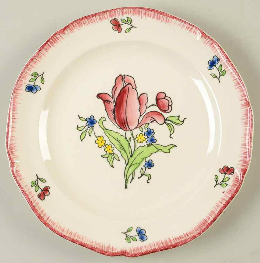 Lorraine Rose Red Salad Plate by Faiencerie De Gien-1