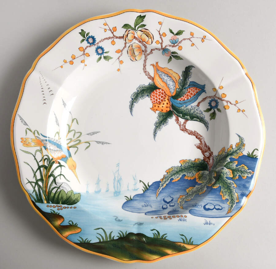 Magellan Deep Round Platter by Faiencerie De Gien-1