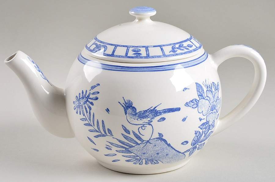 Oiseau Bleu Teapot & Lid by Faiencerie De Gien-1