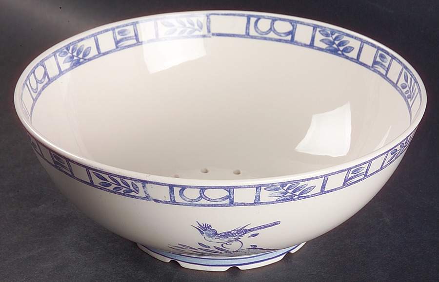 Oiseau Bleu 9" Pierced Berry Bowl by Faiencerie De Gien-1