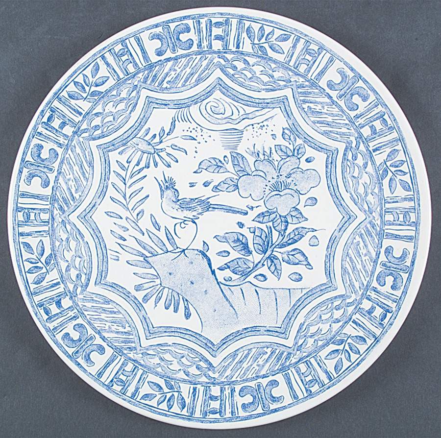Oiseau Bleu Cake Plate by Faiencerie De Gien-1