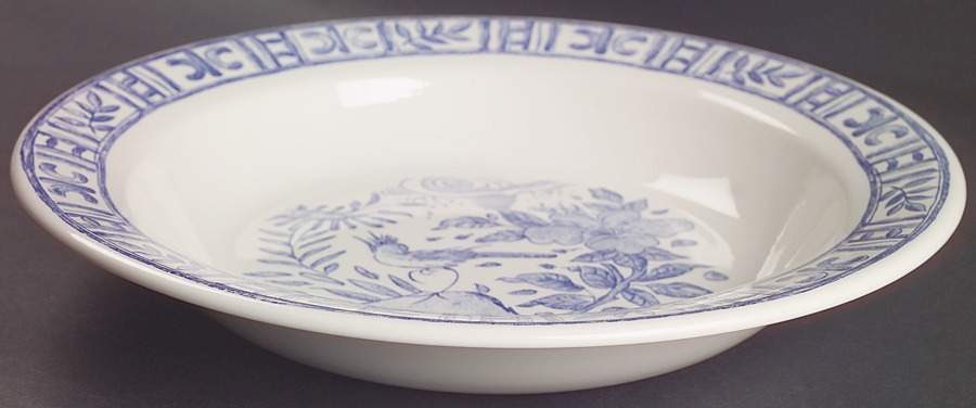 Oiseau Bleu Deep Round Platter by Faiencerie De Gien-1