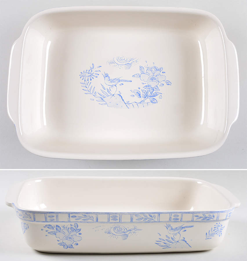 Oiseau Bleu 13"  Rectangular Baker by Faiencerie De Gien-1