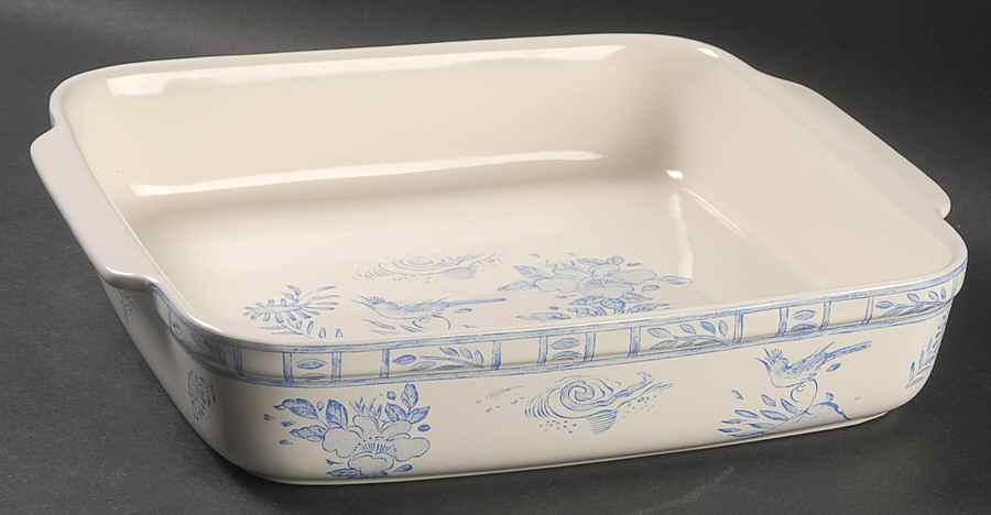 Oiseau Bleu 11" Square Baker by Faiencerie De Gien-1