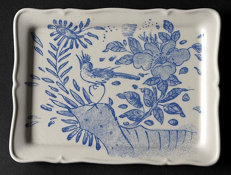 Oiseau Bleu Butter Tray by Faiencerie De Gien-1