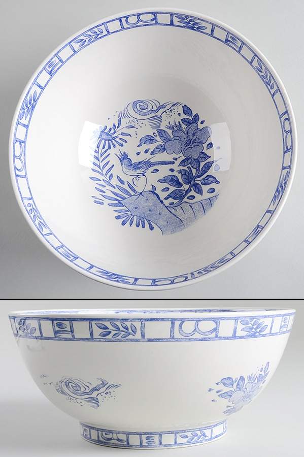 Oiseau Bleu 10" Round Vegetable Bowl by Faiencerie De Gien-1