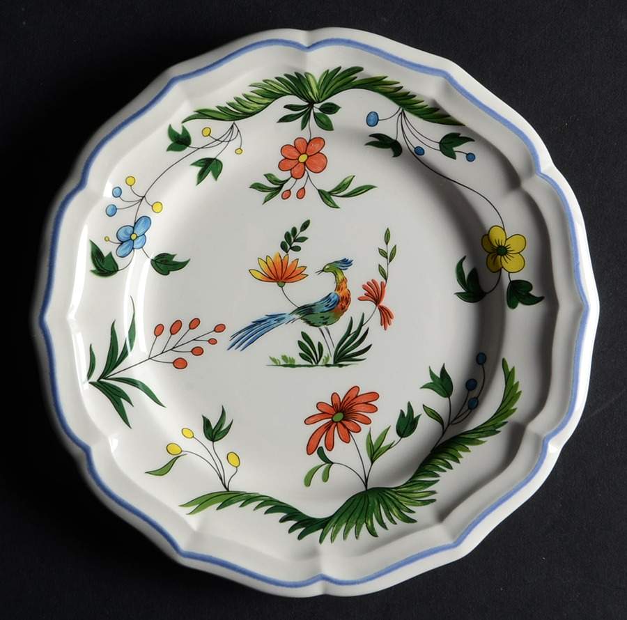 Oiseaux de Paradis Bread & Butter Plate by Faiencerie De Gien-1
