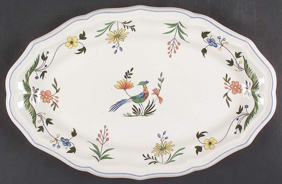 Oiseaux de Paradis 16" Oval Serving Platter by Faiencerie De Gien-1
