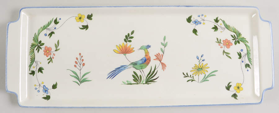 Oiseaux de Paradis Large Sandwich Tray by Faiencerie De Gien-1