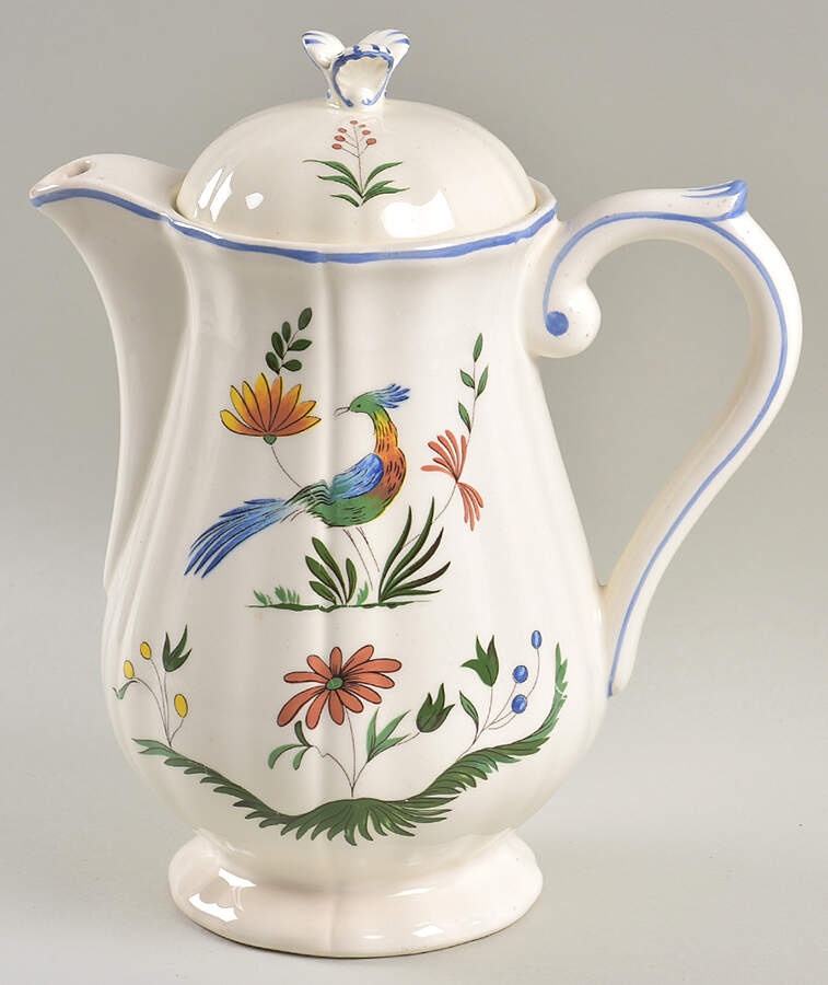 Oiseaux de Paradis Coffee Pot & Lid by Faiencerie De Gien-1