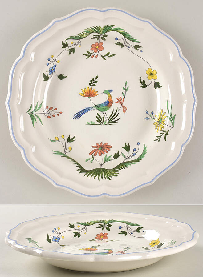 Oiseaux de Paradis 11" Deep Round Platter by Faiencerie De Gien-1