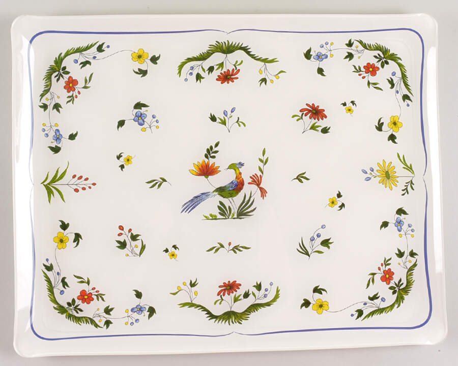 Oiseaux de Paradis 18" Acrylic Rectangular Tray by Faiencerie De Gien-1