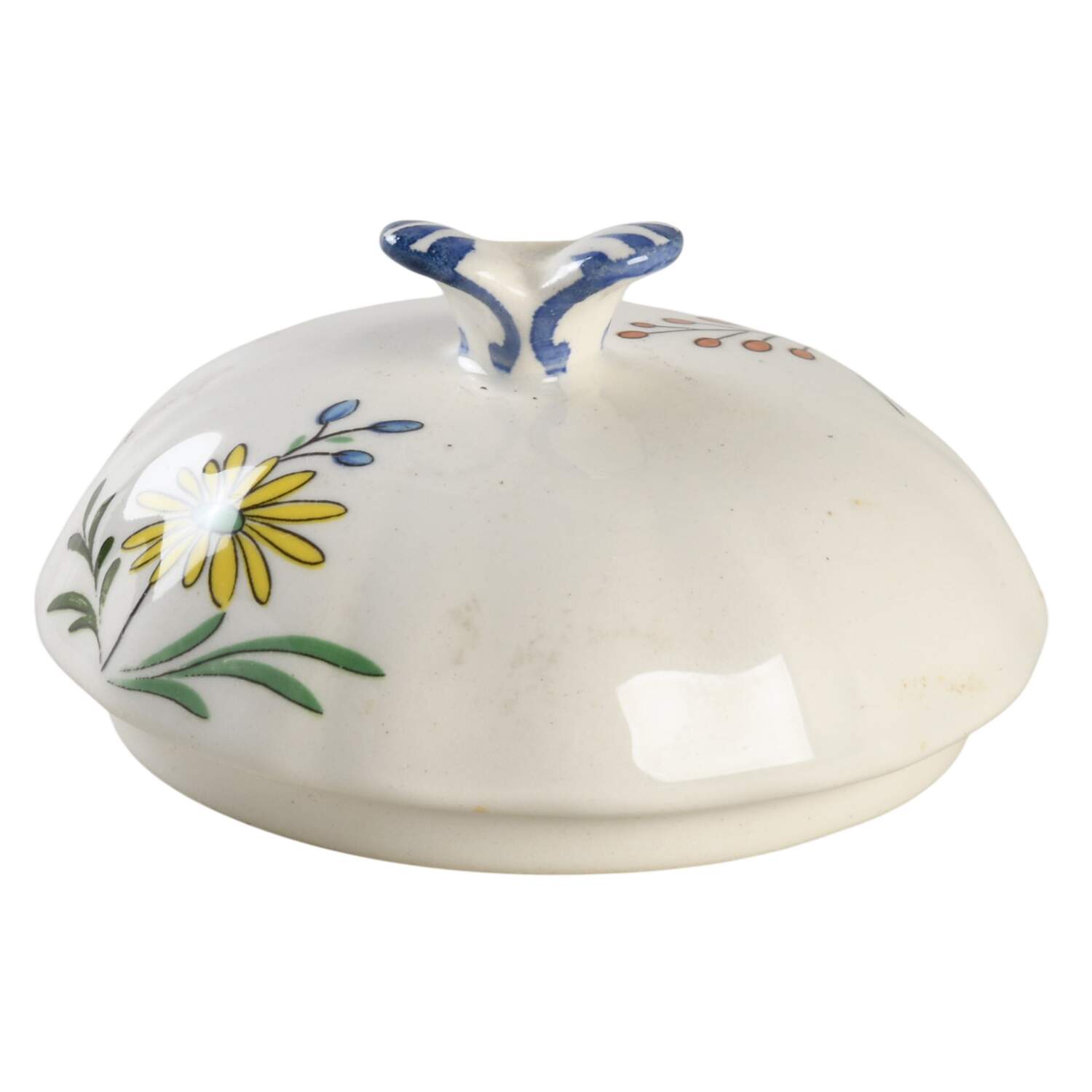 Oiseaux de Paradis Lid for Sugar Bowl by Faiencerie De Gien-1