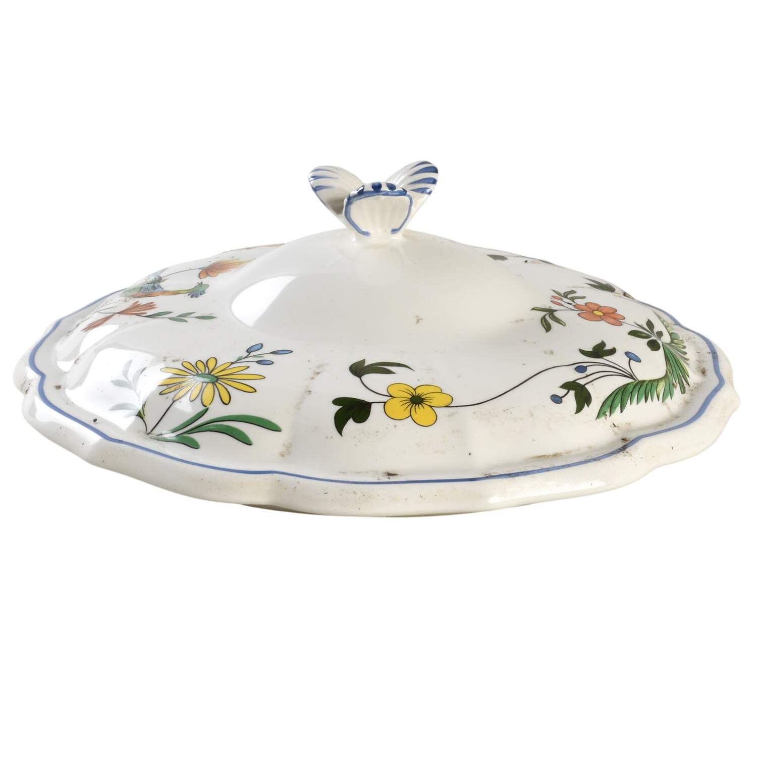 Oiseaux de Paradis Lid for Round Vegetable by Faiencerie De Gien-1